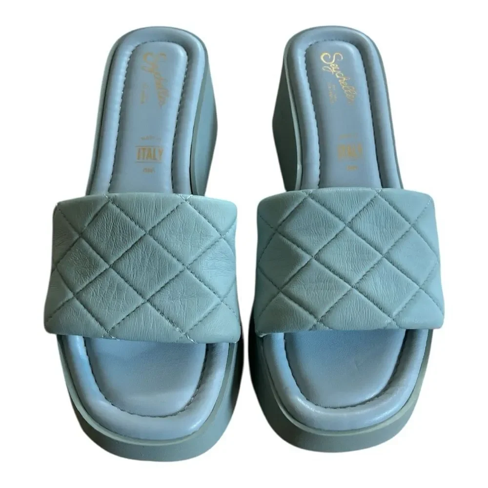 Seychelles High Note Platform Wedge Quilted Design Sandal Size 8.5